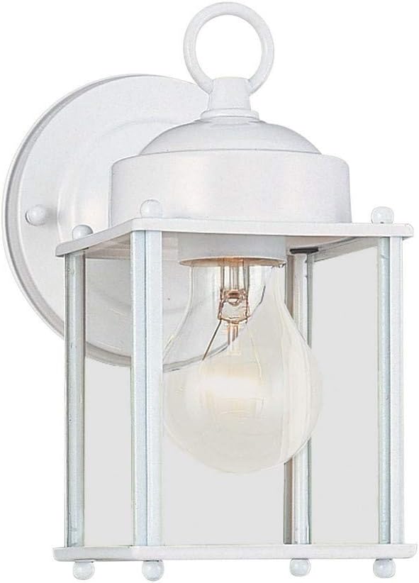 Sea Gull Lighting 8592-15 New Castle One-Light Outdoor Wall Lantern with Clear Glass Panels, White Finish | Lumora