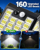 160LEDs Clip on Solar Lights Outdoor, Motion Sensor Solar Lights, Solar Fence Lights Outdoor, IP65 Waterproof Solar Wall Lights for Deck Yard Garden Camping (2 Pack)