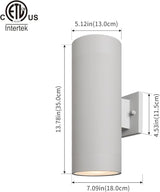 mirrea Modern Outdoor Porch Light Patio Light in 2 Lights with Aluminum Cylinder and Tempered Glass Cover | Lumora