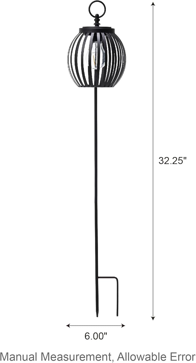 Glitzhome 2Pcs 32.25" H Solar Pathway Lights Outdoor, Solar Metal Pathway Lantern with Shepherd Hook for Path Patio | Lumora