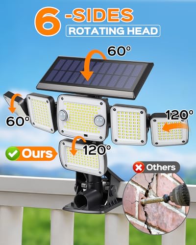 Solar Flood Lights Outdoor,5000LM Clip on Solar Lights with Motion Sensor