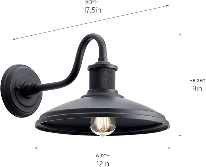KICHLER Allenbury 12" 1 Light Outdoor Wall Light with Textured Black