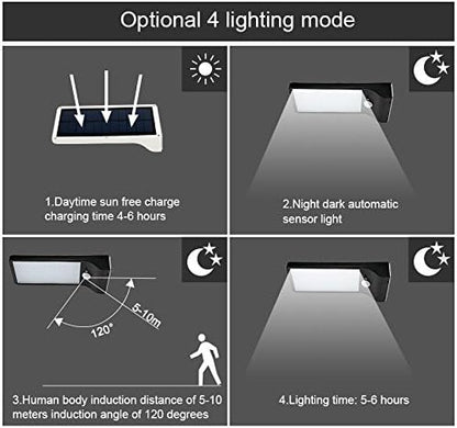 Solar Powered Lights Outdoor, Patio Deck Lights 36 LEDs, Super Bright Outside Waterproof Motion Sensor Lights, Solar Powered Lighting for Yard, Backyard, Pathway & Driveway (Black, Wall Sconces Type)