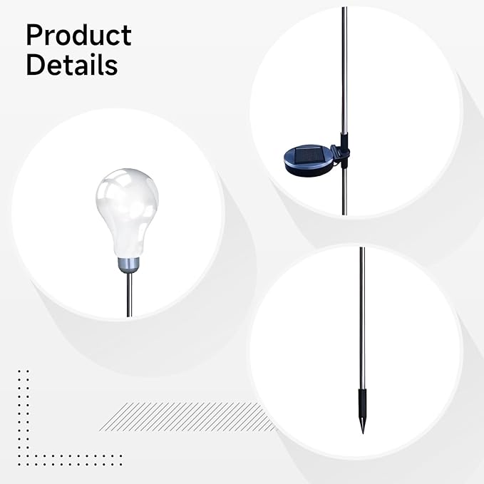 4-Pack Solar Garden Lights, 16 Led Warm Glow, 2.5W Solar Pathway Lights with Stakes, Outdoor Waterproof Decorative Lighting, Fcc & Ce Approved