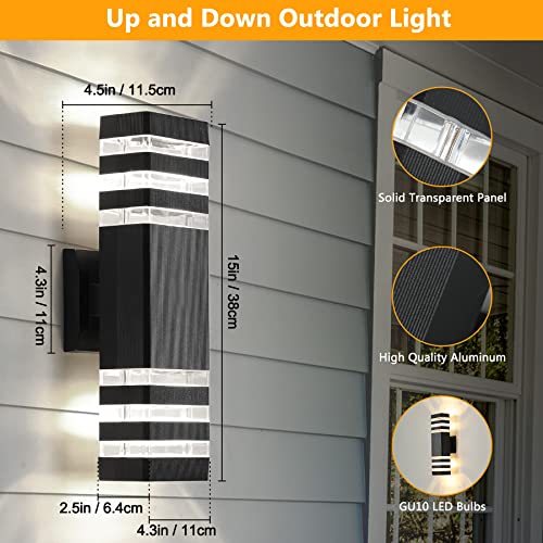 1-Pack LED Outdoor Wall Mount Light, 3-Layer 15''Black Exterior Porch Light