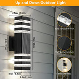 tewei Up and Down Outdoor Lights 15'' Exterior Wall Lights, Black, 2-Pack
