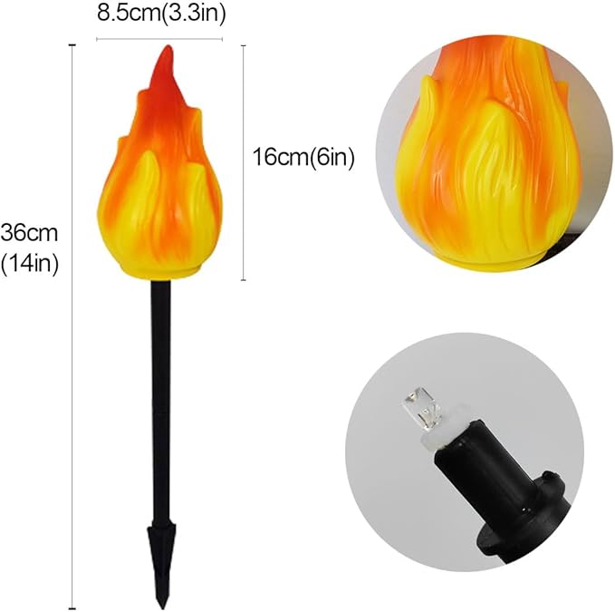 1 Solar by 4 Flame Lamps, Outdoor Courtyard Atmosphere Camping Light, Waterproof Ground Inserting Décor Lights (4 | Lumora
