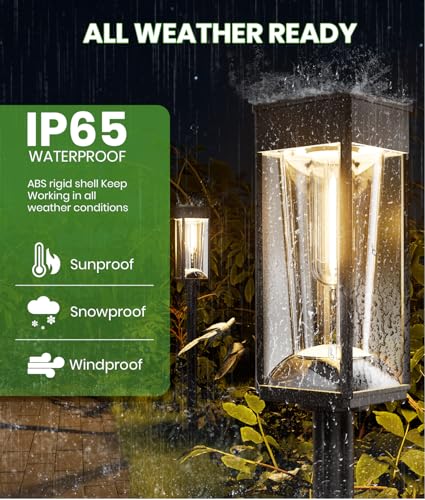 BITPOTT Solar Pathway Lights, 12 Pack, 2 Color Modes, IP65