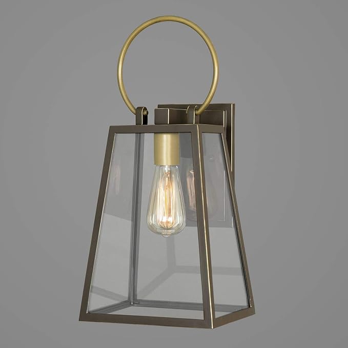 Progress Lighting Barnett Collection 1-Light Clear Glass Farmhouse Outdoor Medium Wall Lantern Light Antique Bronze