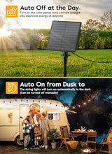 Minetom 34FT Solar String Lights Outdoor with Remote, Patio Lights
