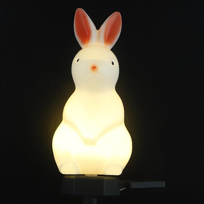 SUPVOX Easter Solar Rabbit Floor Lamp Solar-Powered Decorative Garden Light with Ground Stake Waterproof Outdoor Yard Lighting for Festive Atmosphere