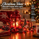 Dazzle Bright Fairy Lights Battery Operated, 20 FT 60 LED Silver Wire Waterproof Battery Operated String Lights, Christmas Decorations for Indoor Outdoor Bedroom Yard Decor, Red