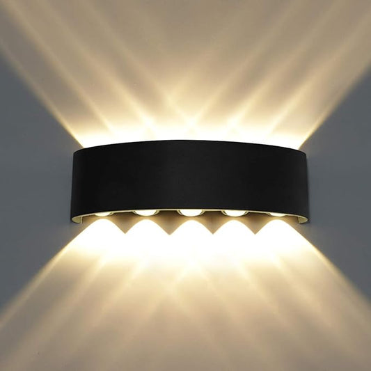 Kawell 10W Waterproof Modern Wall Sconces LED Wall Light Up Down Aluminum Wall Lamp LED Indoor Outdoor for Bedroom Living Room Bathroom Porch Stairs Hotels Garden Pathway, Black 3000K