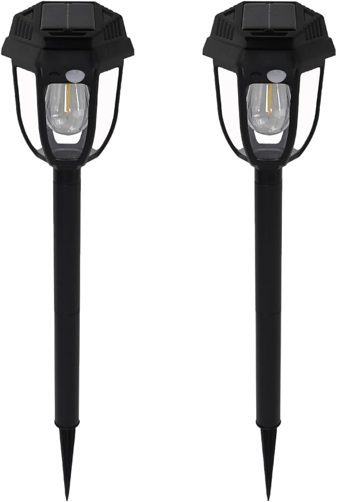 2 Pack Solar Pathway Lights Outdoor, Sensor Light Garden Lights Outdoor Warm White, Waterproof Led Solar Path Lights for Yard, Patio, Landscape, Walkway