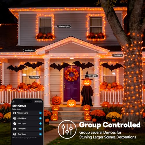 JMEXSUSS Color Changing String Lights for Halloween, 66ft 200 LEDs, RGB