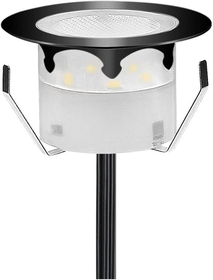 Low Voltage LED Deck Lighting Kit Stainless Steel 0.2W~0.5W Waterproof Outdoor Yard Garden Decoration Lamps Landscape Pathway Patio Step Stairs RGB LED In-ground Lights (Black Border,1 Pack)