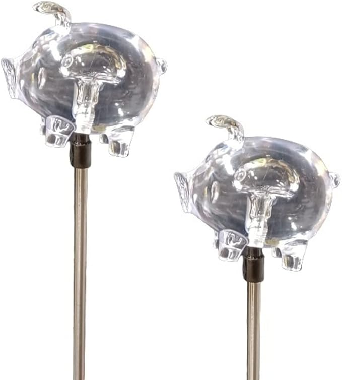 Starry Illuminate 2 PCS Solar Color Changing Pig Style Garden Stake Light, Clear
