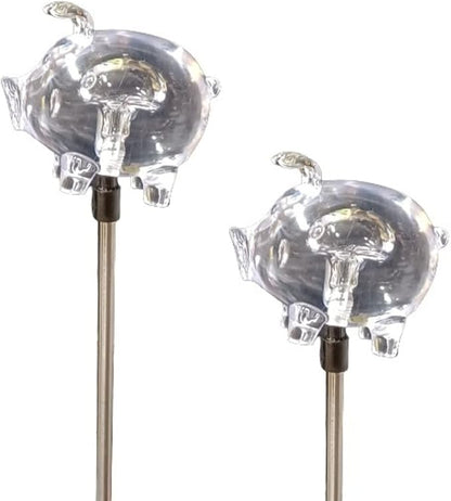 Starry Illuminate 2 PCS Solar Color Changing Pig Style Garden Stake Light, Clear
