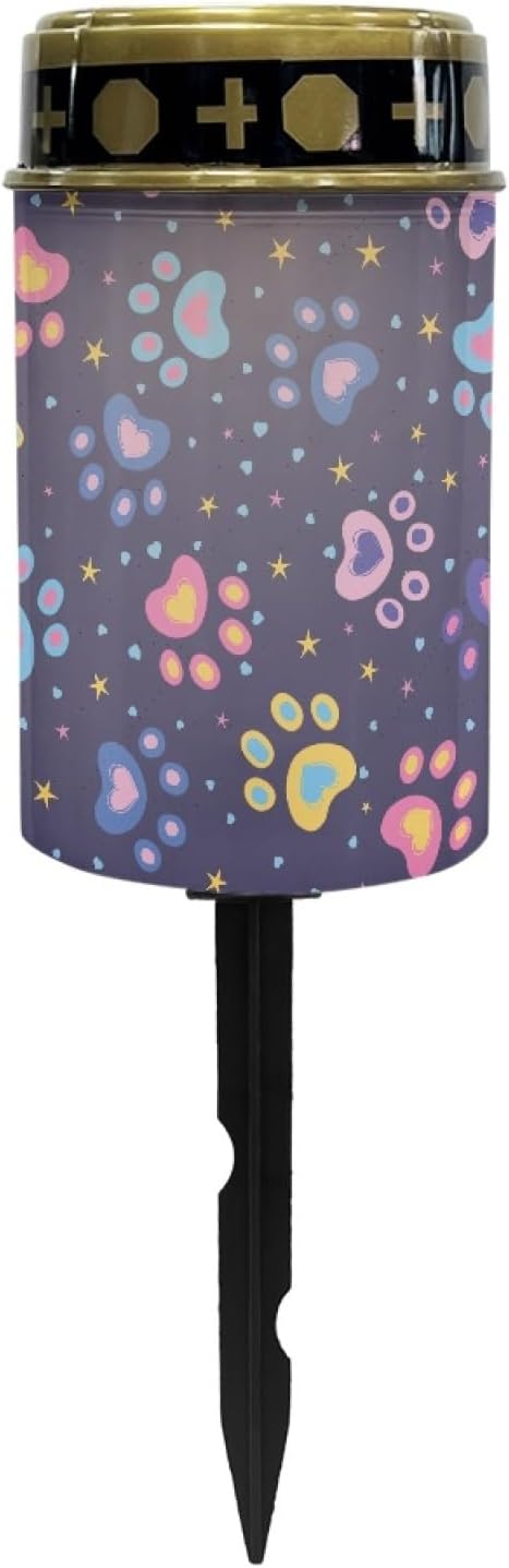 Solar Lights Purple Dog Paw for Outdoor ABS Material Cemetery Light Energy Conservation Grave Decorations Garden Memorial Gift