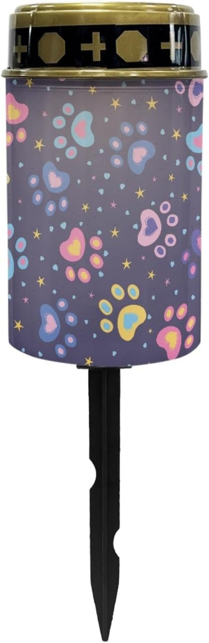 Solar Lights Purple Dog Paw for Outdoor ABS Material Cemetery Light Energy Conservation Grave Decorations Garden Memorial Gift