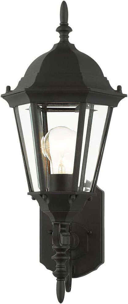 Livex Lighting 7556-14 Outdoor Wall Lantern with Clear Beveled Glass Shades, 20" x 8" x 20", Black