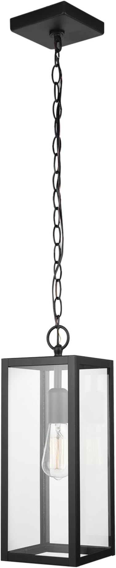 Globe Electric 44773 1-Light Outdoor Pendant, Matte Black, Clear Glass Shade, E26 Base Socket, Kitchen Island | Lumora