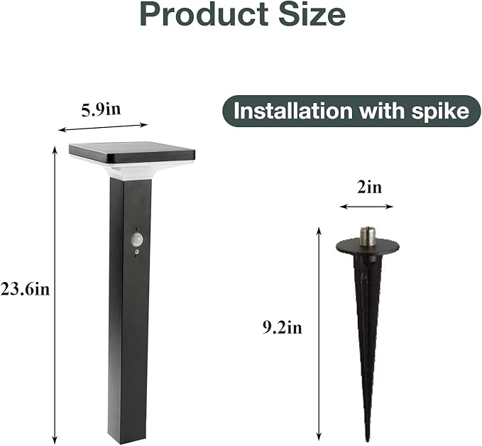 Solar Pathway Lights Outdoor，Motion Sensor Dusk to Dawn Bright Lamps Post，Led Waterproof Aluminum Landscape Lighting Path High 600 Lumen Black Light for Garden Yard Lawn Walkway Driveway Patio