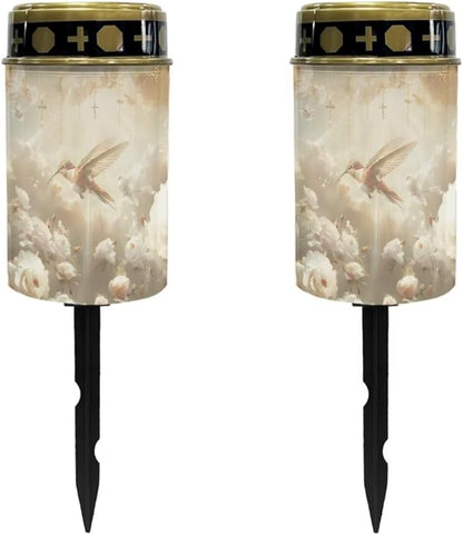 Hummingbird Cross Solar Powered Garden Lights Outdoor Waterproof Solar Garden Lights Dustproof Landscape Path Lights Led Memorial Grave Decoration