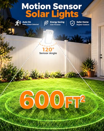 Clip-On Solar Lights Outdoor, Motion Sensor, 4 Pack, White