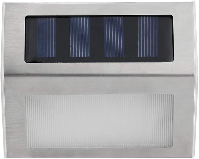 Walfront Solar Step Lights, LED Outdoor Stair Lights, Stainless Steel, Warm White, IP65 Waterproof, 4 LED, for | Lumora