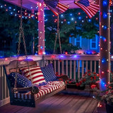 JMEXSUSS 200 LED 66ft Red White and Blue Lights Outdoor Plug in