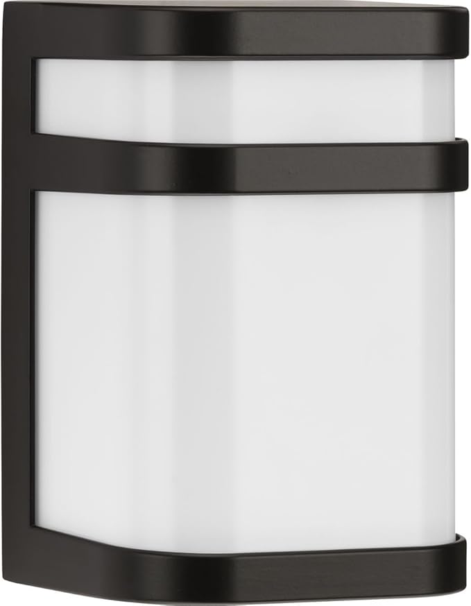 Progress Lighting Valera LED Collection 1-Light Matte White Acrylic Shade Modern Outdoor Small Wall Lantern Light Architectural Bronze