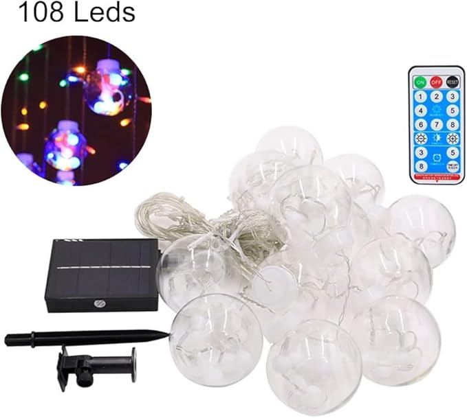 Solar Wishing Ball Fairy Curtain Lights, Waterproof 8 Modes Flashing String Lights with Remote Control for Bedroom, Christmas, Wedding, Party Decoration (Warm White)
