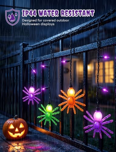 Abeja Spider String Lights, 7FT Halloween Spider Decorations Light