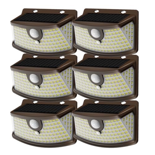 Aootek Solar Motion Sensor Lights Outdoor 120 LEDs, Brown, 6 Pack