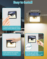 Solar Lights Outdoor 2 Pack, 140LED/3 Modes Motion Sensor Outdoor Lights Solar Powered, Wireless IP65 Waterproof Solar Lights Outside Bright for Deck Steps Fence Patio Front Door Pathway, Warm White