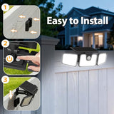 INCX Solar Lights Outdoor, 3000LM Motion Sensor Outdoor Lights, 2PCS, Black