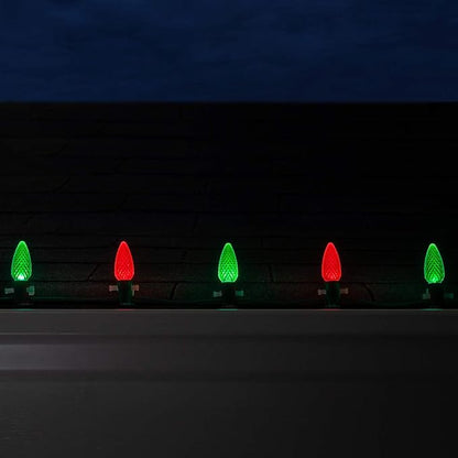 Wintergreen Lighting 100 C9 OptiCore LED Commercial Outdoor Christmas Lights – Heavy Duty Christmas String Lights; Green Wire (100 ft, Red/Green)