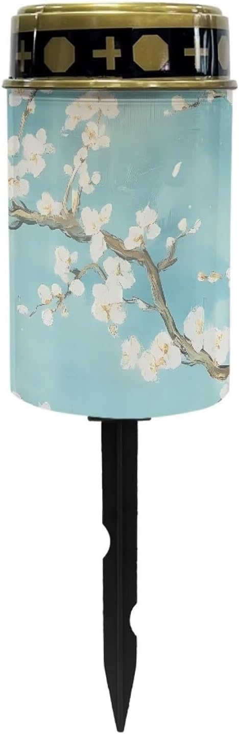 Cemetery Solar Lights for Grave White Flowers Solar Garden Lights for Cemetery Solar Lights Outdoor Garden, Eternal Lights for Cemetery Grave