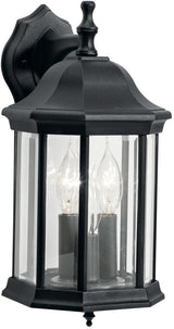 Kichler Chesapeake 14.75" 3 Light Outdoor Wall Light with Clear Beveled Glass in Black | Lumora