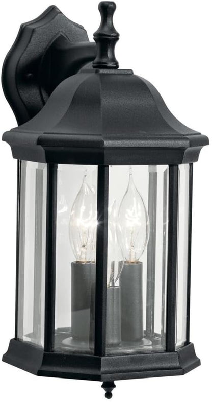 Kichler Chesapeake 14.75" 3 Light Outdoor Wall Light with Clear Beveled Glass in Black