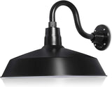 17in. Satin Black Outdoor Gooseneck Barn Light Fixture With 10in. Long Extension Arm - Wall Sconce Farmhouse | Lumora