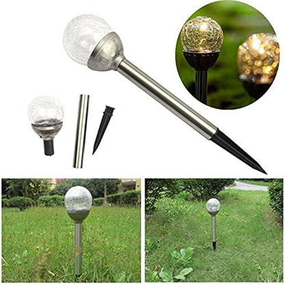 4Pack Solar Glass Crackle Ball Pathway Light Outdoor Waterproof Solar Garden Path Lights Landscape Lighting Decoration (Warm White)