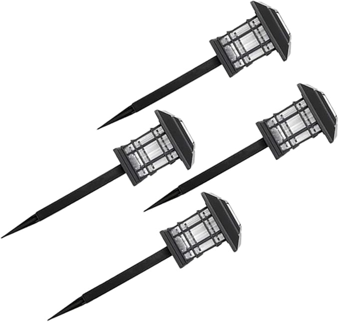 Toyvian Solar LED Landscape Lights for Outdoor Garden Pathway Waterproof 4-Piece Set Dusk-to-Dawn Sensor for Yard Lighting