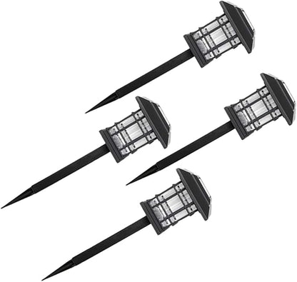 Toyvian Solar LED Landscape Lights for Outdoor Garden Pathway Waterproof 4-Piece Set Dusk-to-Dawn Sensor for Yard Lighting