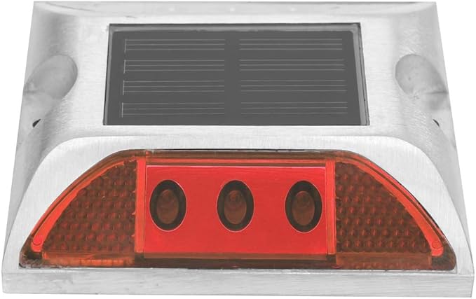 AUNMAS Ground Lights Solar Ground Marker Lights Outdoor Driveway Road Spike Lamp 4.1x4.1in Red Cast Aluminium | Lumora
