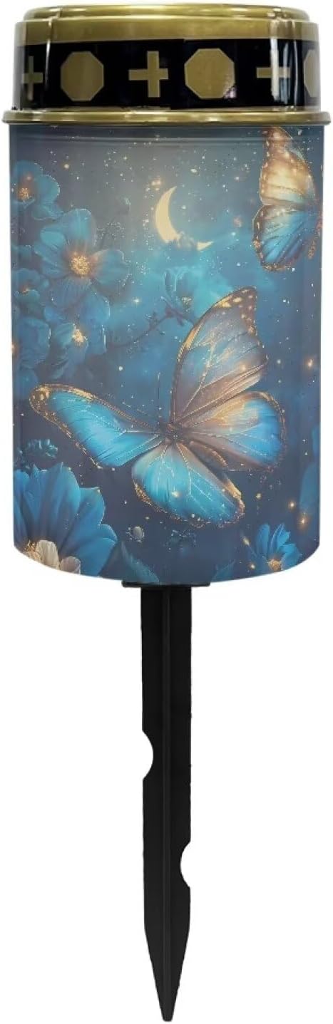 Butterfly Cemetery Solar Light LED Waterproof Solar Lights Guardian Solar Light for Grave Solar Walkway Lights Decorative Landscape Path Light Portable Solar Lights Book Light