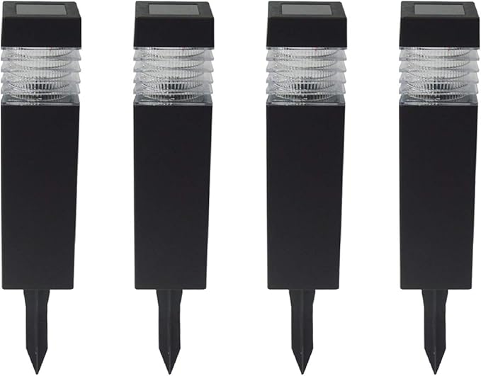 Crosslight Solar Column LED Pathway Light, Weatherproof with White LED, 4-Pack