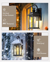 FEMILA Dusk to Dawn Outdoor Wall Sconce, 15" Matte Black Seeded Glass Outdoor Sconce Lights, Front Porch Light Fixtures Wall Mount, Garage Lights for Patio, Entryway, Garden, 4FD54B-PC BK