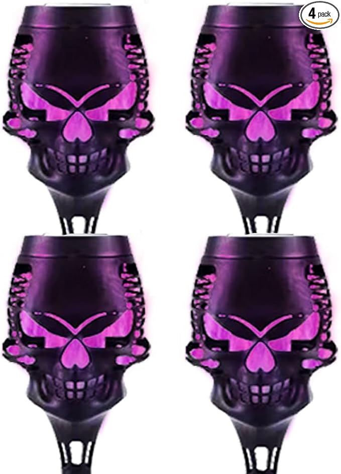 4Pcs Solar Flame Flickering Lamp Torch，Solar Garden Lights Outdoor Waterproof for Courtyard, Garden, Seaside, Balcony, Terrace, Lawn. (Purple)
